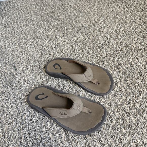 OluKai Ohana Flip Flops Men's-Dark Java/Ray Brown Sandals Size 8 New - Picture 1 of 6